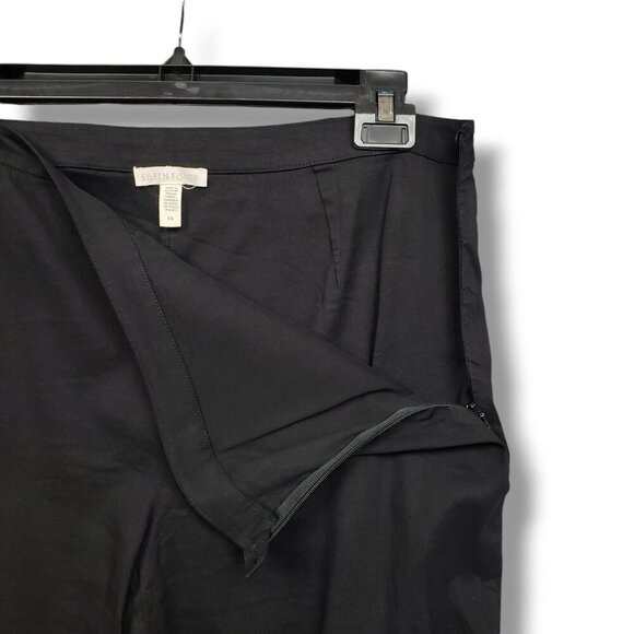 Eileen Fisher Organic Linen Viscose Stretch Pants Womens 14 Black Side Zip High - Picture 4 of 9